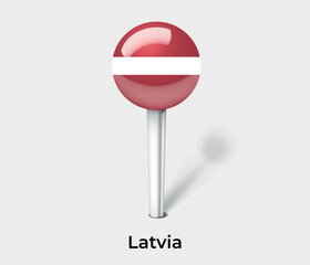 Latvia country flag pin map marker