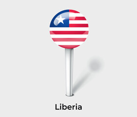 Liberia country flag pin map marker