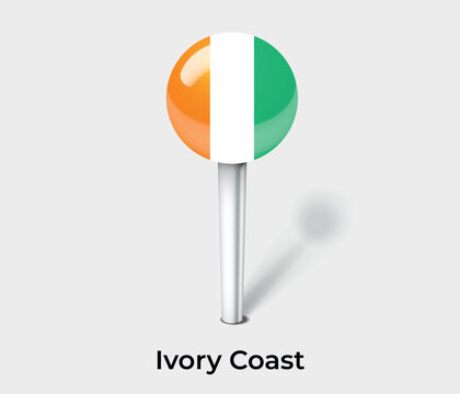 Ivory Coast country flag pin map marker