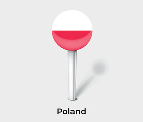 Poland country flag pin map marker © Kuemin