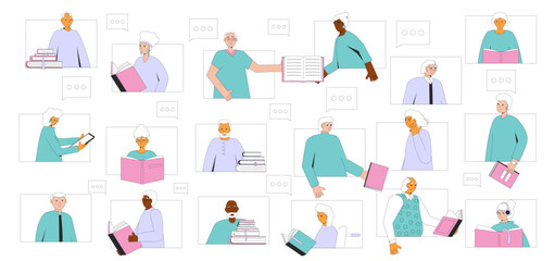 Senior book club online. Retirement community for older adults. Social networking for elderly reading enthusiasts.