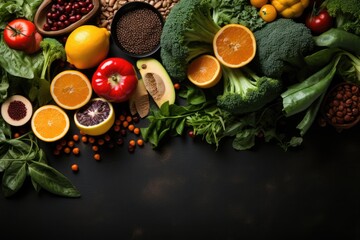 Healthy food. Healthy eating background. Fruits, vegetables, clean food.