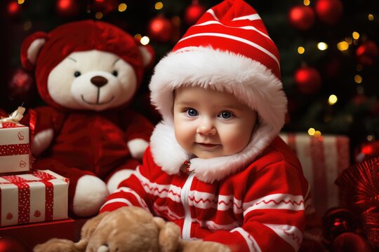 Holiday Carnival: Dress the baby in carnival-themed Christmas clothes and set up a scene with carnival games and treats. Baby fashion christmas.