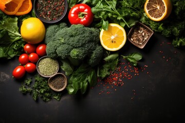 Fototapeta na wymiar Healthy food. Healthy eating background. Fruits, vegetables, clean food.