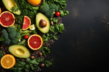 Obraz na płótnie Canvas Healthy food. Healthy eating background. Fruits, vegetables, clean food.