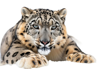 The Ethereal Presence of the Snow Leopard Isolated on Transparent Background.