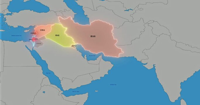 Animated map of the Middle East.