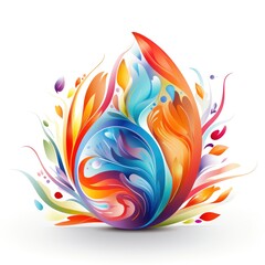 Obraz premium Simple graphic logo of color styled hare on white background.