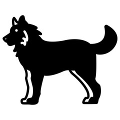 Husky dog glyph and line vector illustration
