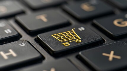 Obraz premium online shopping or internet shop concepts with a shop on a keyboard, online shopping, internet shop concept, online store, online marketing banner, online store banner, store background, online store