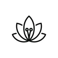 Lily Icon on White Background. Line Style Vector