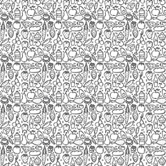 Obraz premium Seamless food pattern. Doodle food background