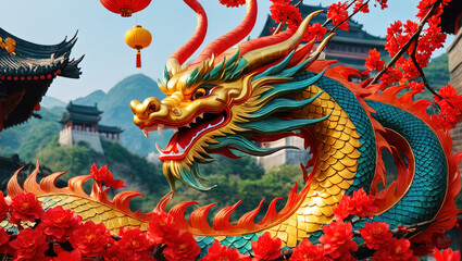 Fototapeta na wymiar Year of the Dragon, Chinese New Year concept, generated by AI