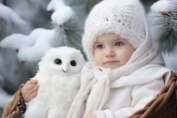 Snowy Owl Wonderland: Dress the baby in owl-themed Christmas clothes and set up a scene with snowy owls and winter branches. Baby fashion christmas.