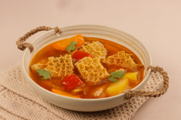 Dominican Style Mondongo is a Warm Comforting Stew Made with Beef Tripe, Carrots and Potatoes in Tomato Sauce.