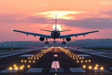 Airline jet, taking off and landing.