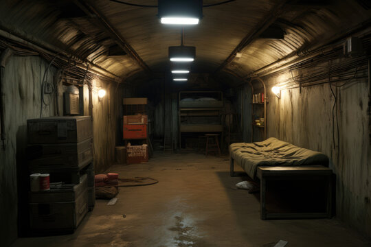 Old dirty late earth military shelter