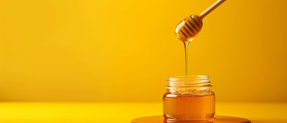 Pouring of sweet honey - obrazy, fototapety, plakaty