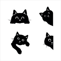 Collection of cats isolated on white. Vector.