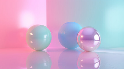 Dreamy Illustration Awash with the Enchanting Beauty of Pastel-Colored Glass Morphism.