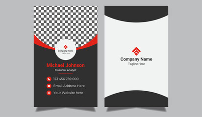 Business card design template, Clean professional business card template, visiting card, vertical business card template.
