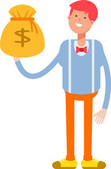 Male Character Holding Dollar Sack
