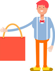Male Character Holding Shopping Bag
