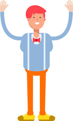 Male Character Raising Hands
