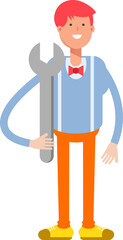 Male Character Holding Wrench
