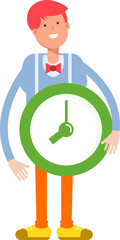 Male Character Holding Clock
