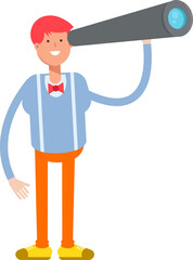 Male Character Using Binoculars
