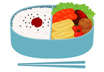 手作り弁当_日の丸弁当_ブルーの弁当箱