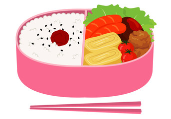 手作り弁当_日の丸弁当_ピンクの弁当箱