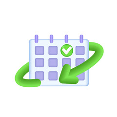 Subscription payment, monthly subscription auto-renewal icon. 3d vector icon.