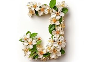 3d jasmine flower  j  in modern style on white background, embodying natural beauty and elegance.