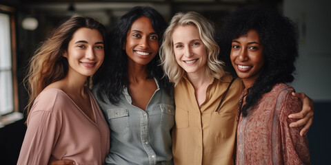 Obraz premium A group of beautiful smiling female friends.