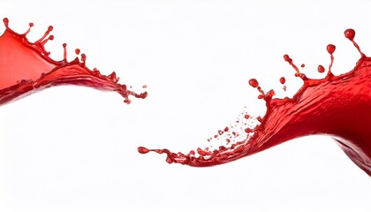 Red paint, splashes fly on a white canvas.