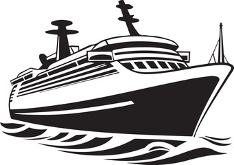 silhouette of a cruise ship - obrazy, fototapety, plakaty