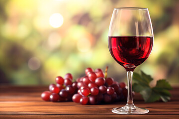 Red wine with grapes