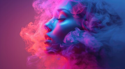 multicolored abstract portrait, headshot poster cover design illustration, conceptual digital art