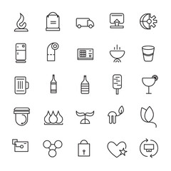 Food and restaurant service icons set eco equipment collection
