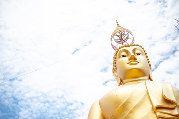 Golden Big Buddha in Pattaya, Thailand in a summer day