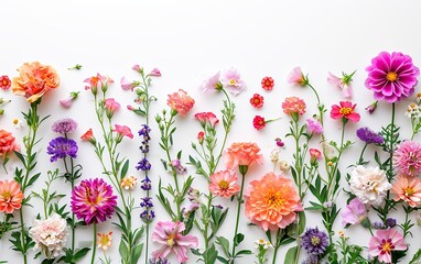 Creative layout made with beautiful flowers on a white background