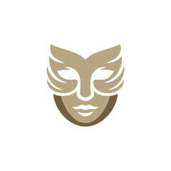 gold mask logo vector illustration template design