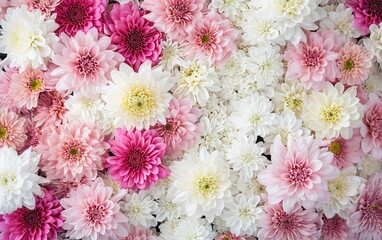 Floral background on the wall with chrysanthemum flowers, wedding decoration, beautiful floral background