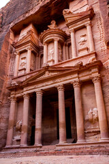 Beauty of rocks and ancient architecture in Petra, Jordan. Ancient temple in Petra, Jordan.