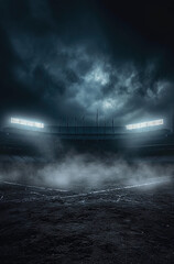 Baseball field in a cold atmosphere, generative ai