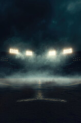 Baseball field in a cold atmosphere, generative ai