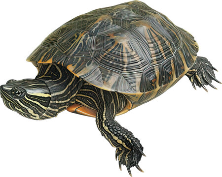 Meso-American slider turtle (Trachemys venusta). isolated on transparent background. PNG