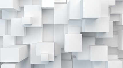 3d geometric cube background, minimalist white design for web and graphic projects, banner